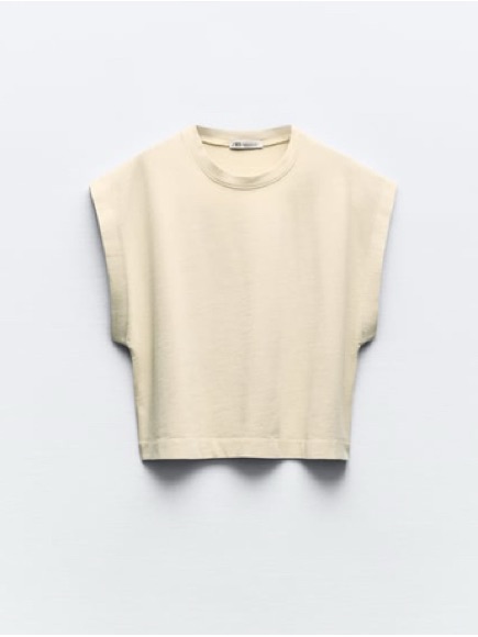 Zara // Butter Yellow Sleeveless Crewneck Cap Sleeve Top